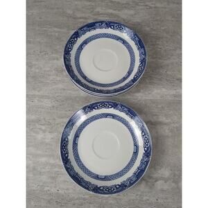 Royal Cuthbertson Blue Willow Saucers, Set Of 4,‎ 6"